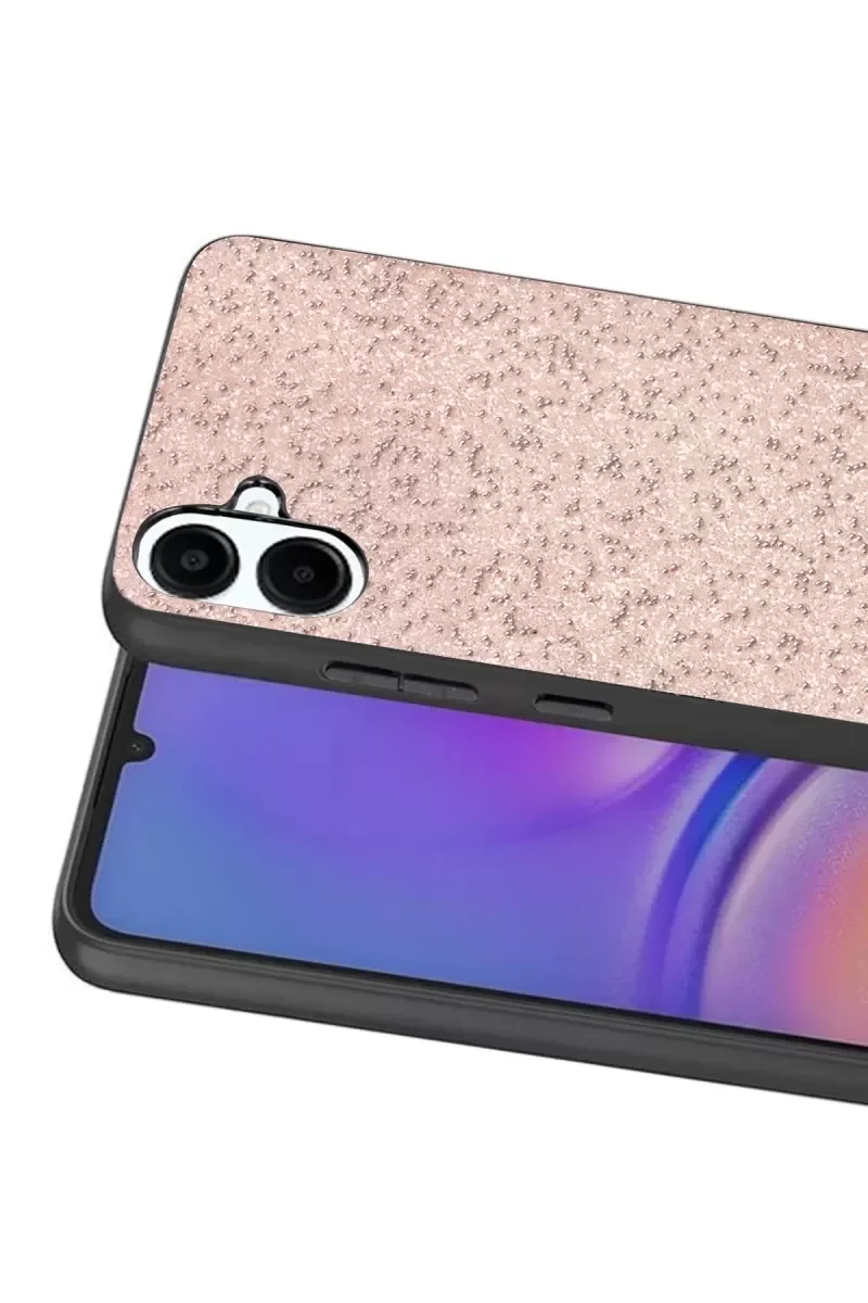 Samsung Galaxy A07 4G ile Uyumlu Bright Simli Kapak - Pembe Boncuk İşlemeli Telefon Kılıfı