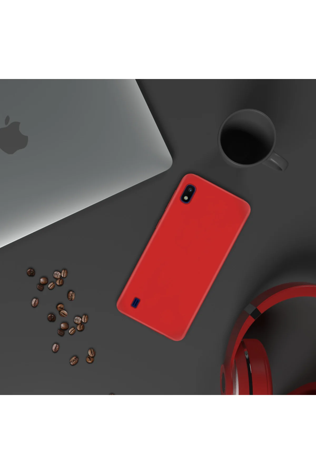 Samsung Galaxy A10 İnce Mat Silikon Kılıf Kırmızı