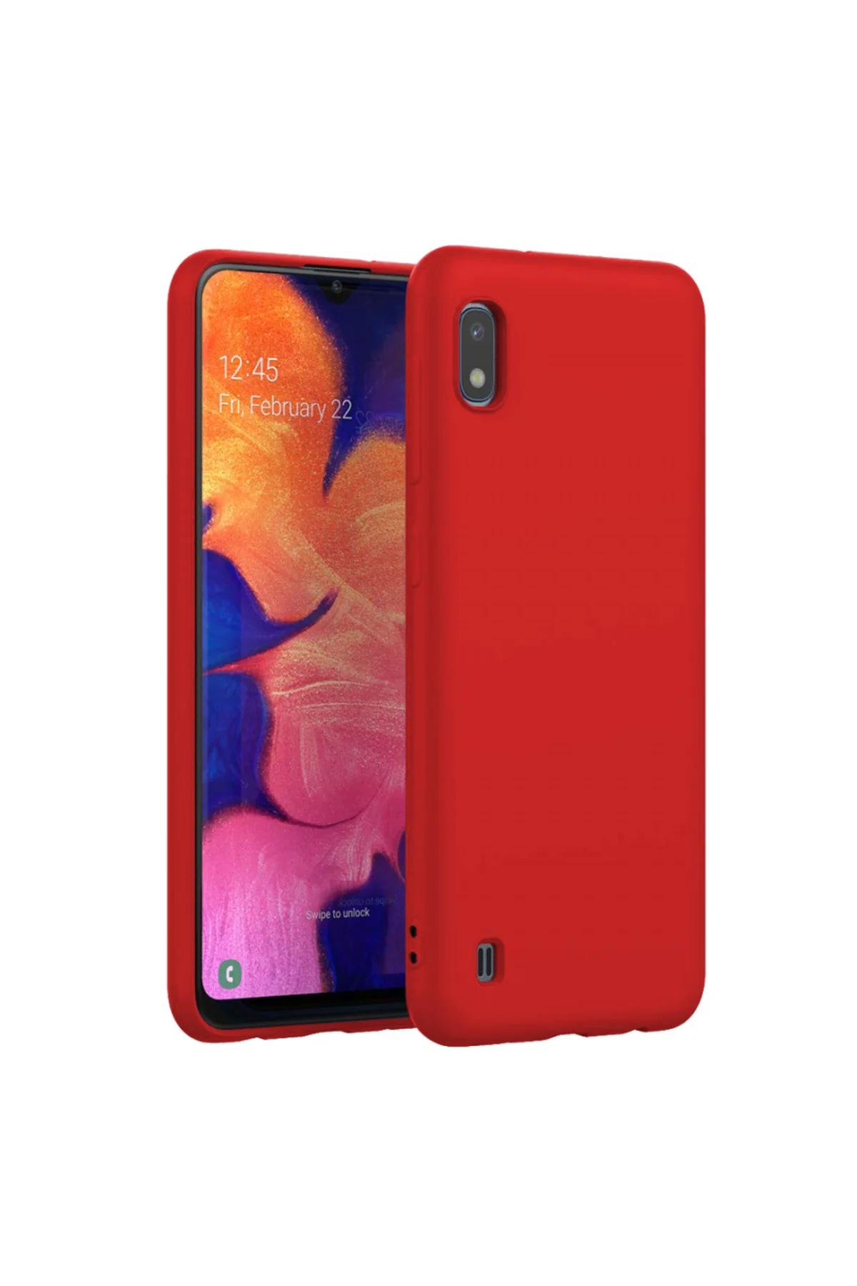 Samsung Galaxy A10 İnce Mat Silikon Kılıf Kırmızı