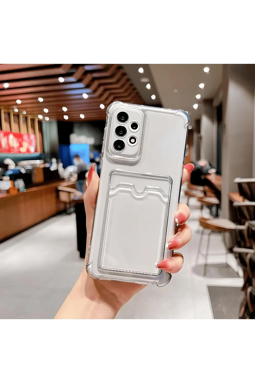 Samsung Galaxy A10 Transparent Kartlıklı Antişok Kılıf Şeffaf