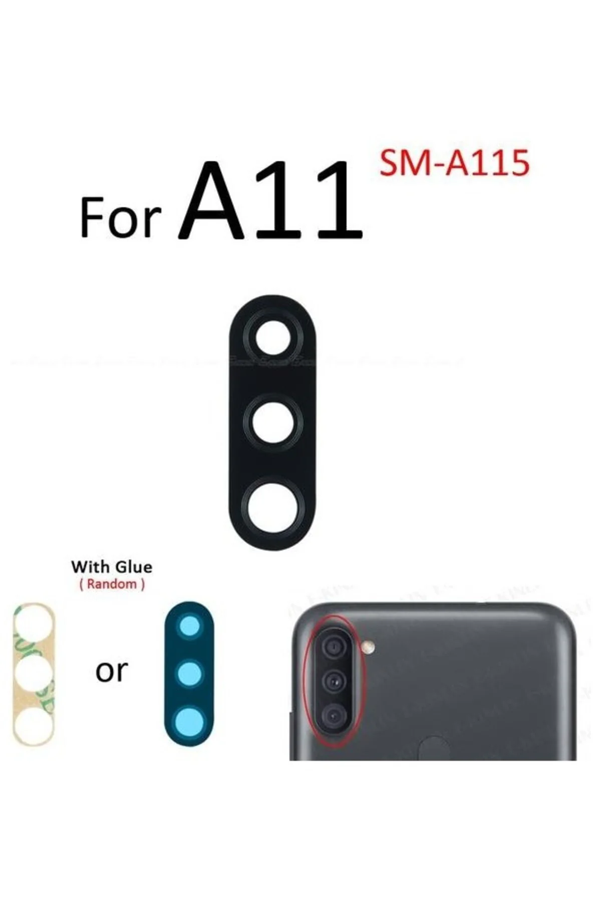 Samsung Galaxy A11 Arka Kamera Camı Lens Yapışkanlı