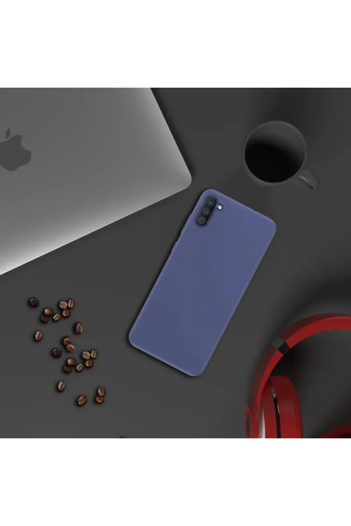 Samsung Galaxy A11 İnce Mat Silikon Kılıf Lacivert