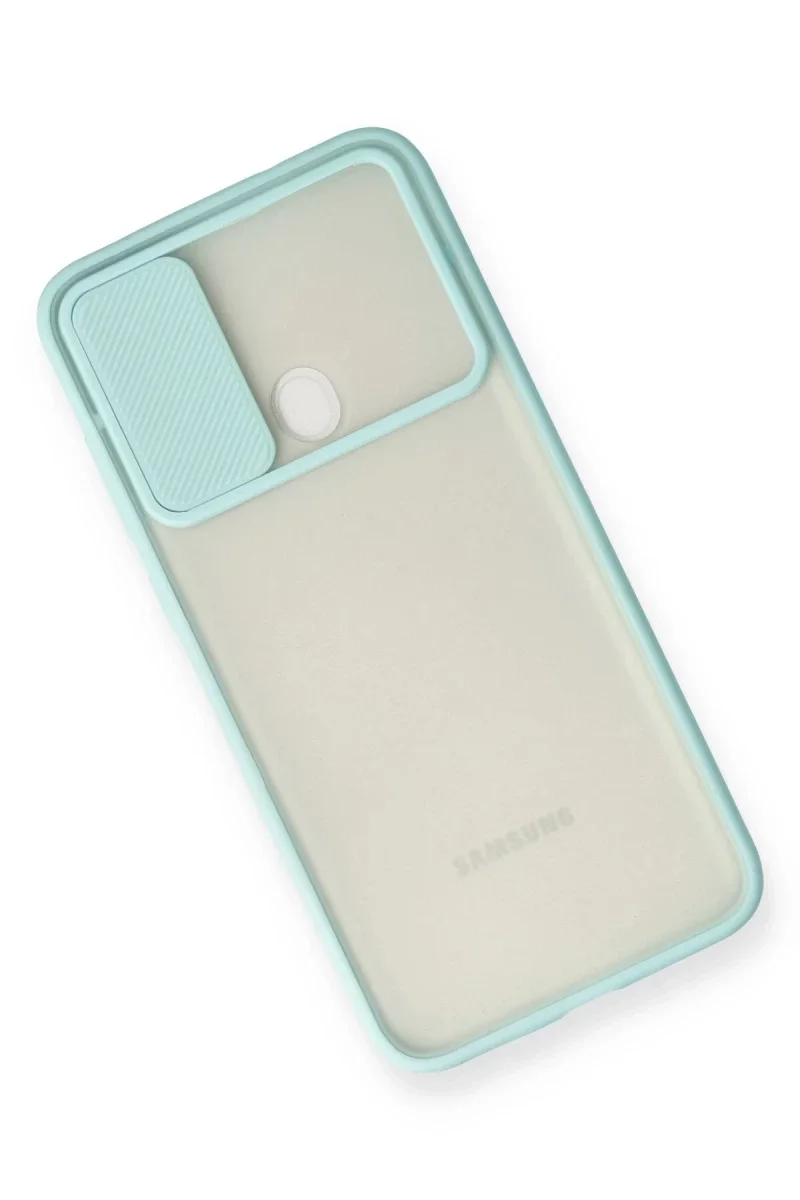 Samsung Galaxy A11 Kılıf Palm Buzlu Kamera Sürgülü Silikon - Turkuaz Samsung Galaxy A11 Kılıf Palm Buzlu Kamera Sürgülü Silikon - Turkuaz