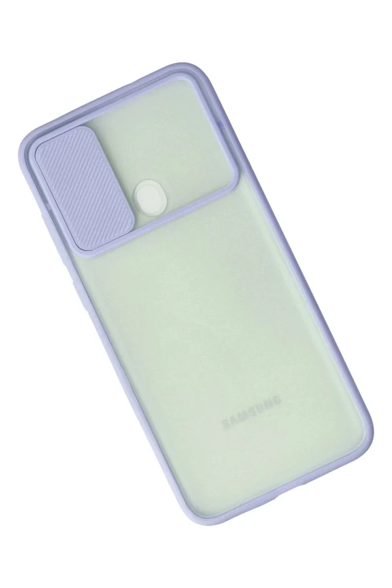 Samsung Galaxy A11 Kılıf Palm Buzlu Kamera Sürgülü Silikon - Lila Samsung Galaxy A11 Kılıf Palm Buzlu Kamera Sürgülü Silikon - Lila