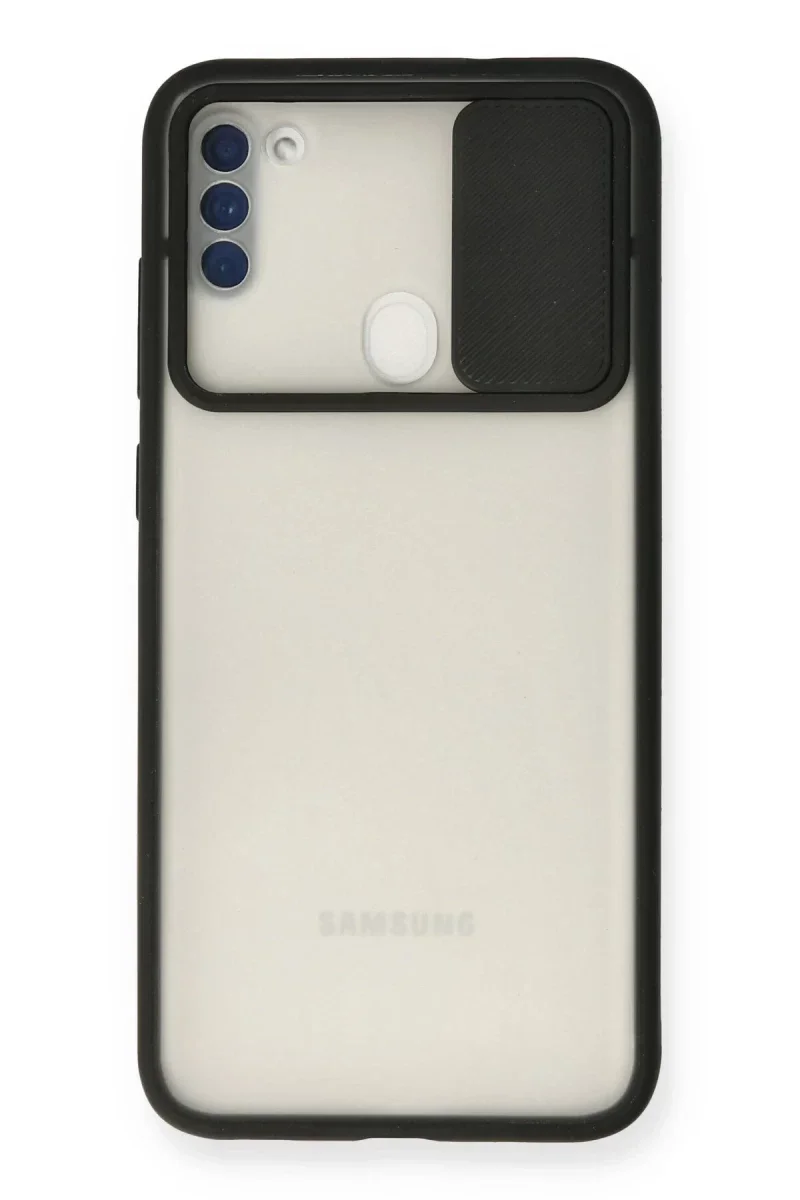 Samsung Galaxy A11 Kılıf Palm Buzlu Kamera Sürgülü Silikon - Siyah Samsung Galaxy A11 Kılıf Palm Buzlu Kamera Sürgülü Silikon - Siyah