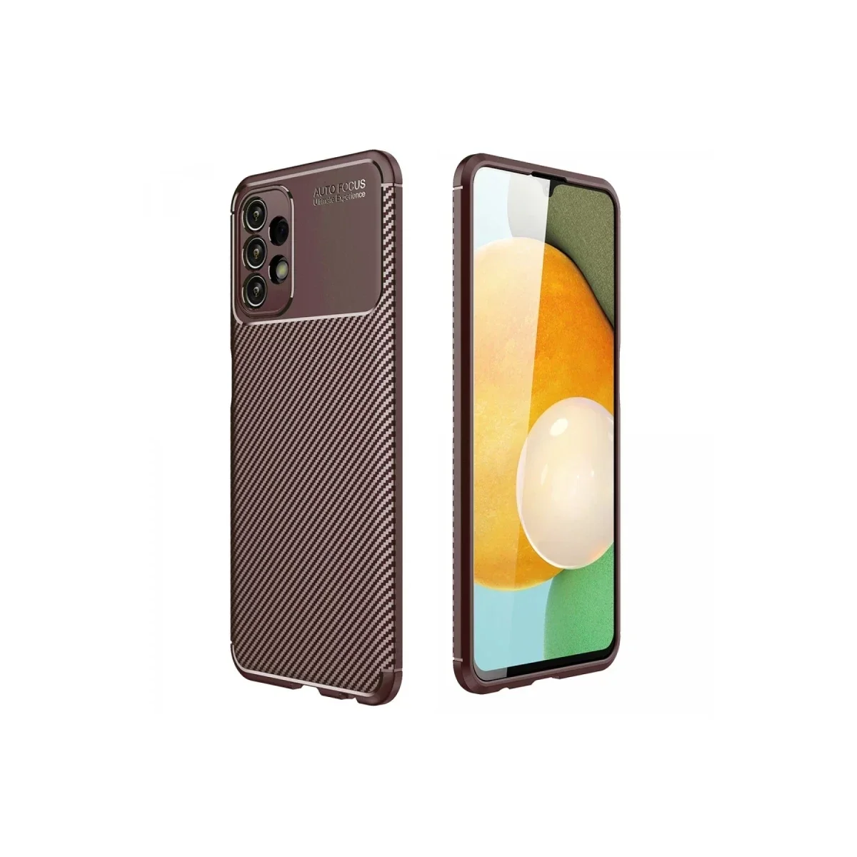 Samsung Galaxy A13 4G Kılıf Auto Focus Karbon Kapak - Kahverengi