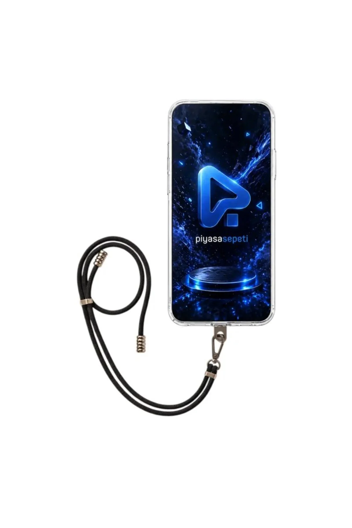 Samsung Galaxy A13 İp Askılı Şeffaf Silikon Kılıf Siyah