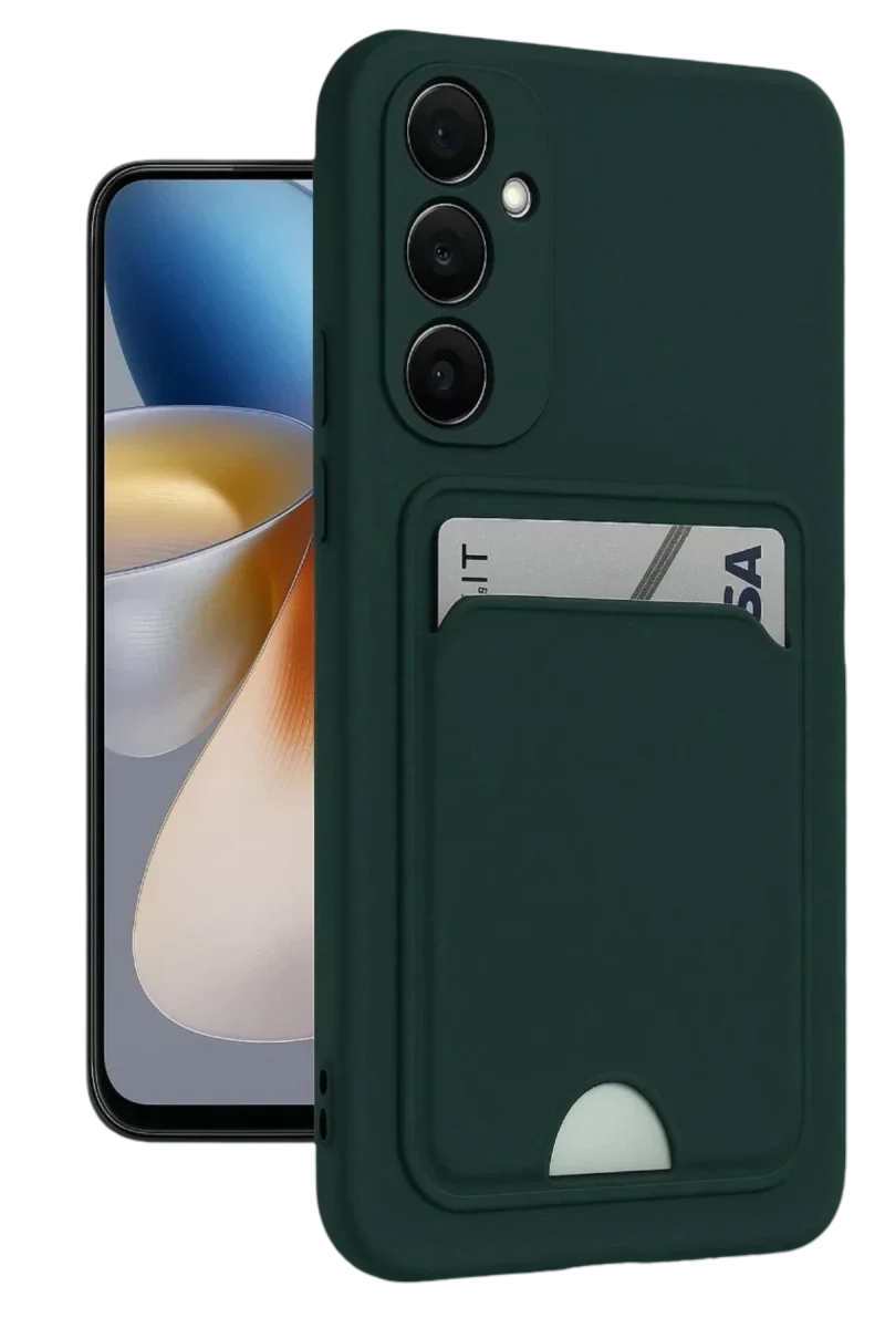 Samsung Galaxy A16 5G Kılıf Kelvin Kartvizitli Silikon - Koyu Yeşil Samsung Galaxy A16 5G Kılıf Kelvin Kartvizitli Silikon - Koyu Yeşil