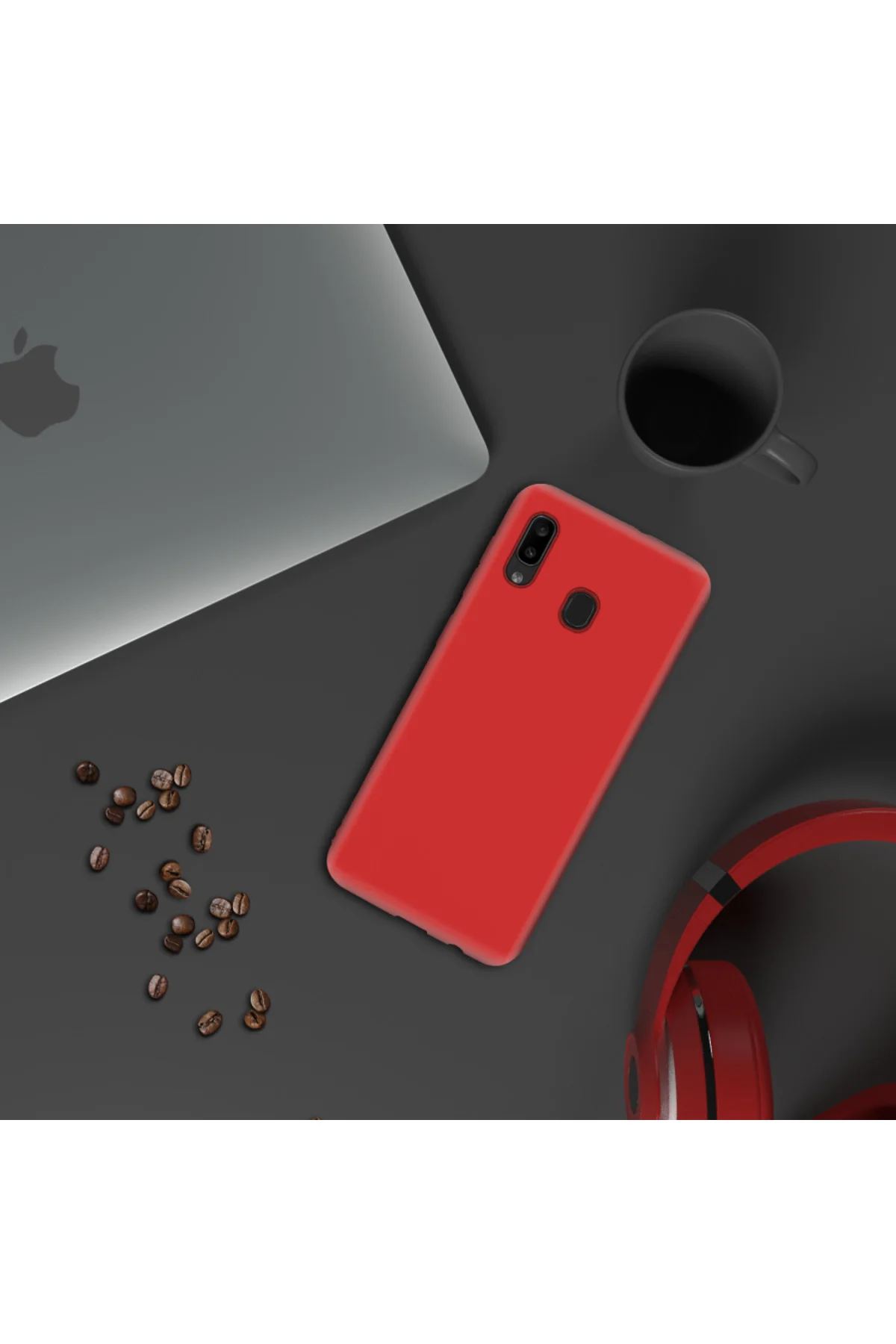 Samsung Galaxy A20 İnce Mat Silikon Kılıf Haki