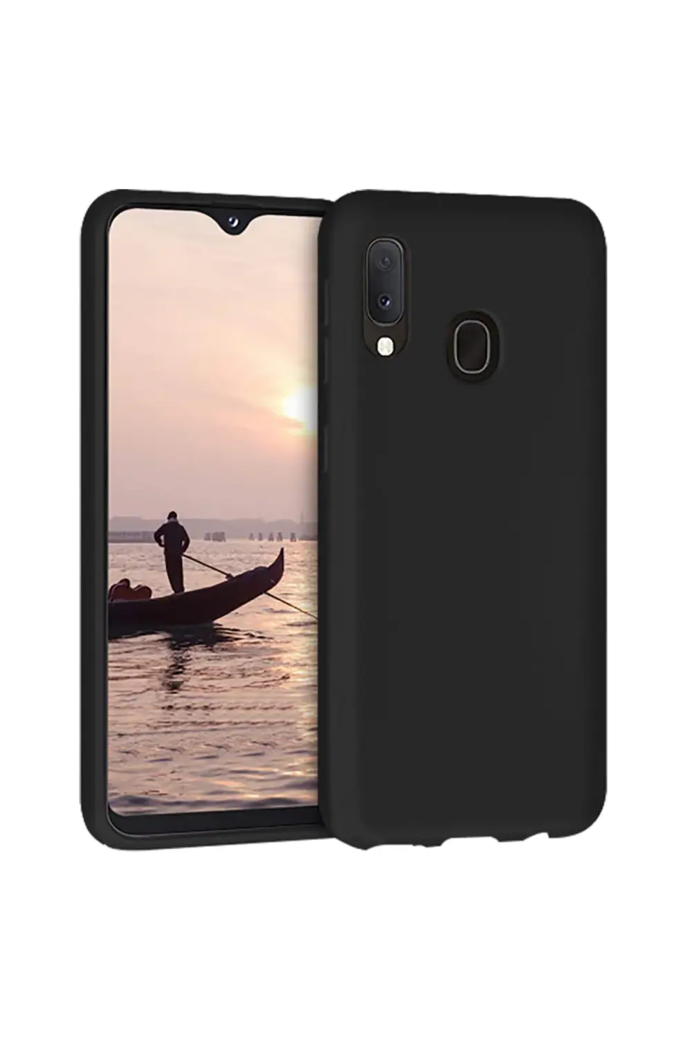 Samsung Galaxy A20 İnce Mat Silikon Kılıf Siyah