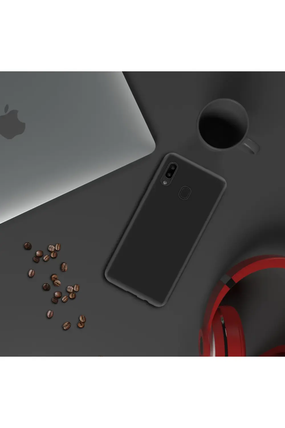 Samsung Galaxy A20 İnce Mat Silikon Kılıf Siyah