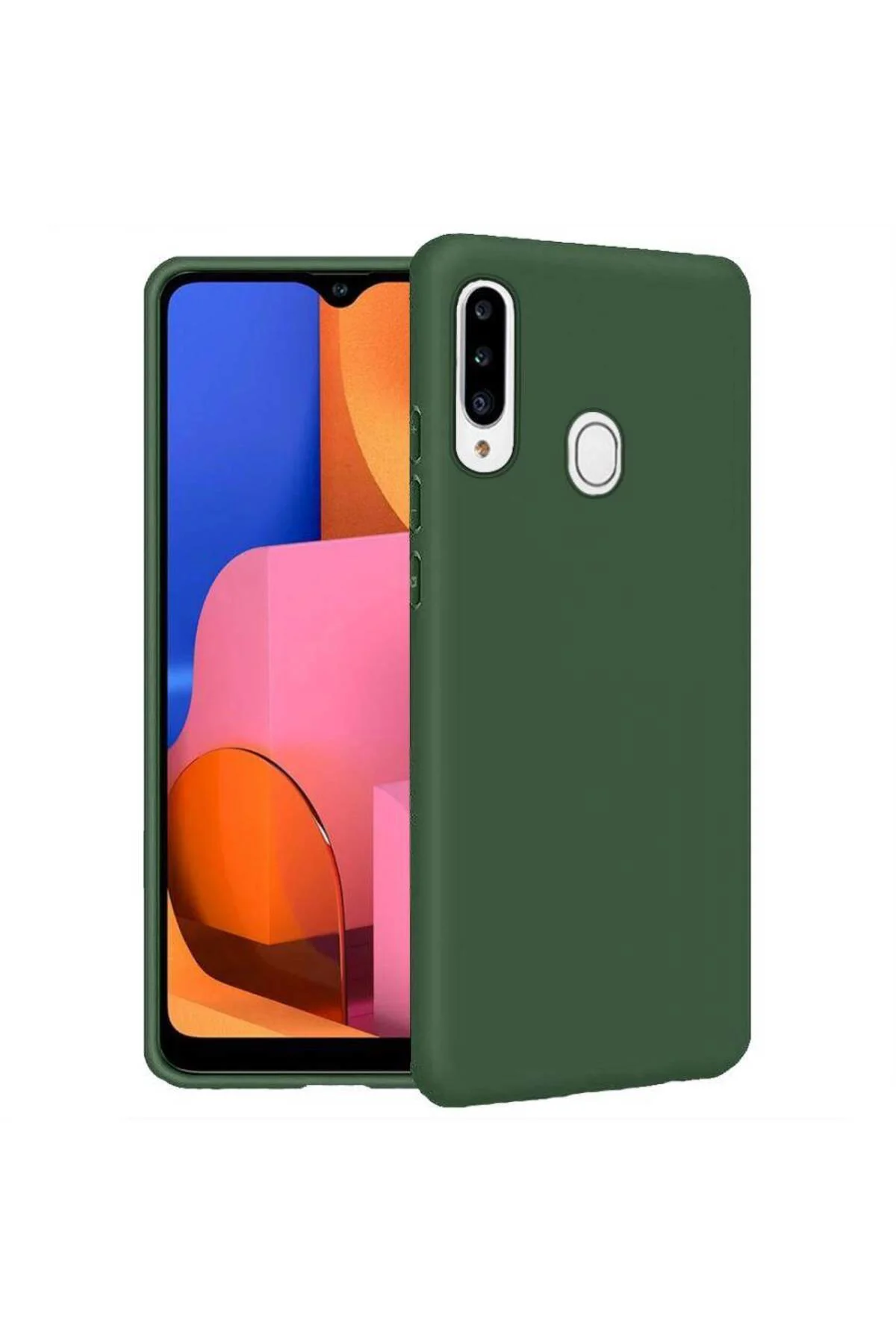 Samsung Galaxy A20S İçi Kadife Silikon Kılıf Yeşil