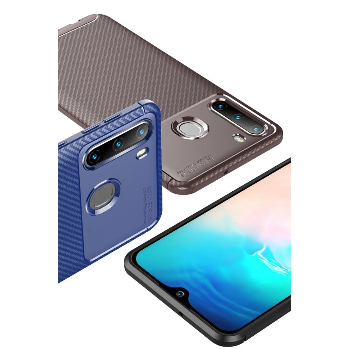 Samsung Galaxy A21 Kılıf Auto Focus Karbon Kapak - Kahverengi Samsung Galaxy A21 Kılıf Auto Focus Karbon Kapak - Kahverengi