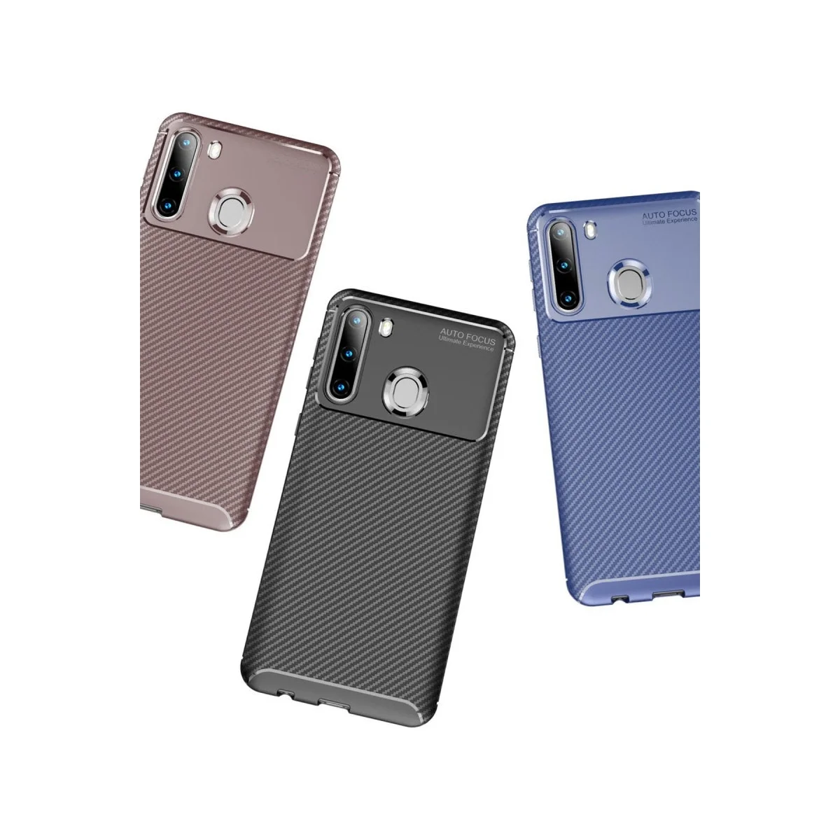 Samsung Galaxy A21 Kılıf Auto Focus Karbon Kapak - Kahverengi Samsung Galaxy A21 Kılıf Auto Focus Karbon Kapak - Kahverengi