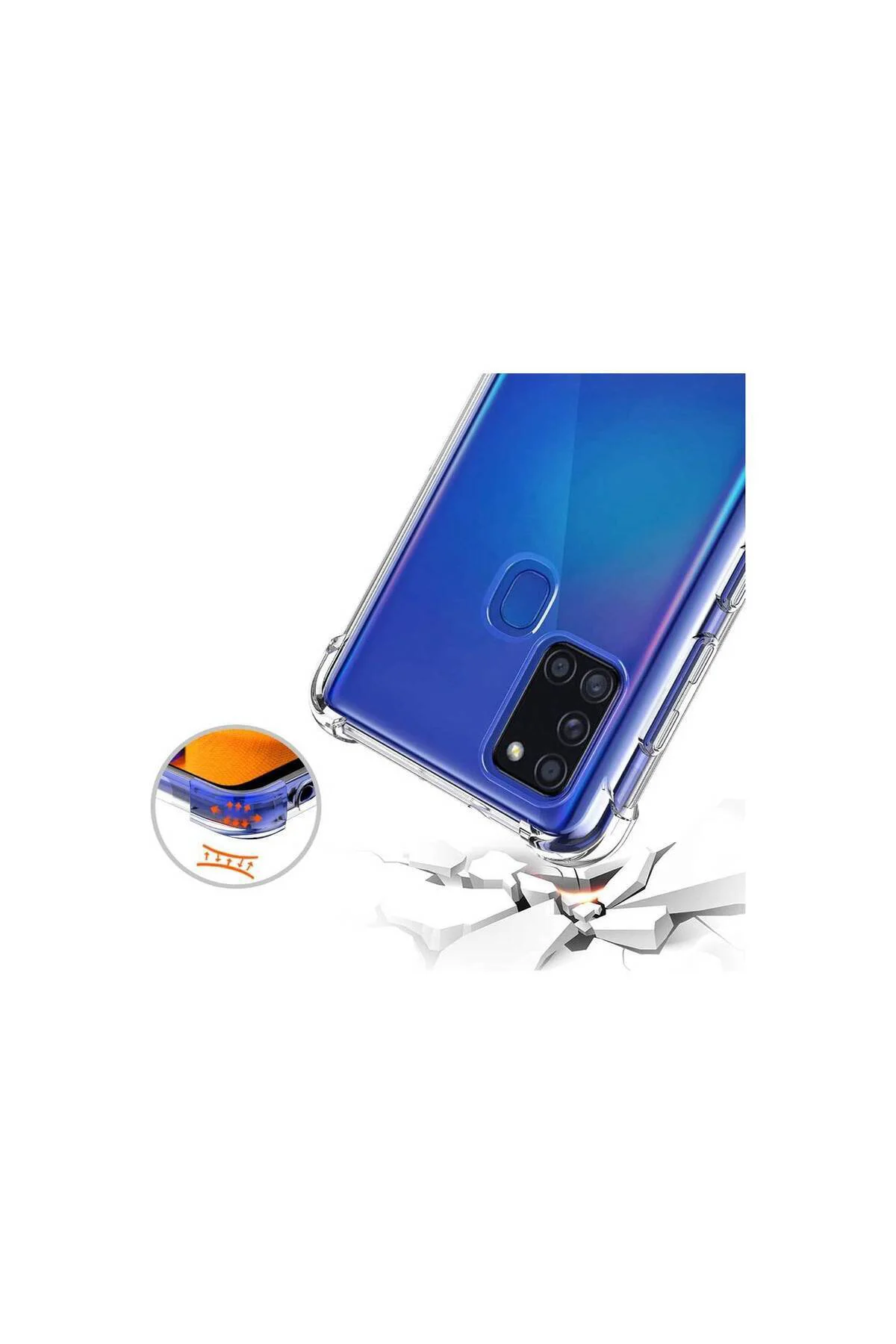 Samsung Galaxy A21S Askılı İpli Şeffaf Tank Kılıf