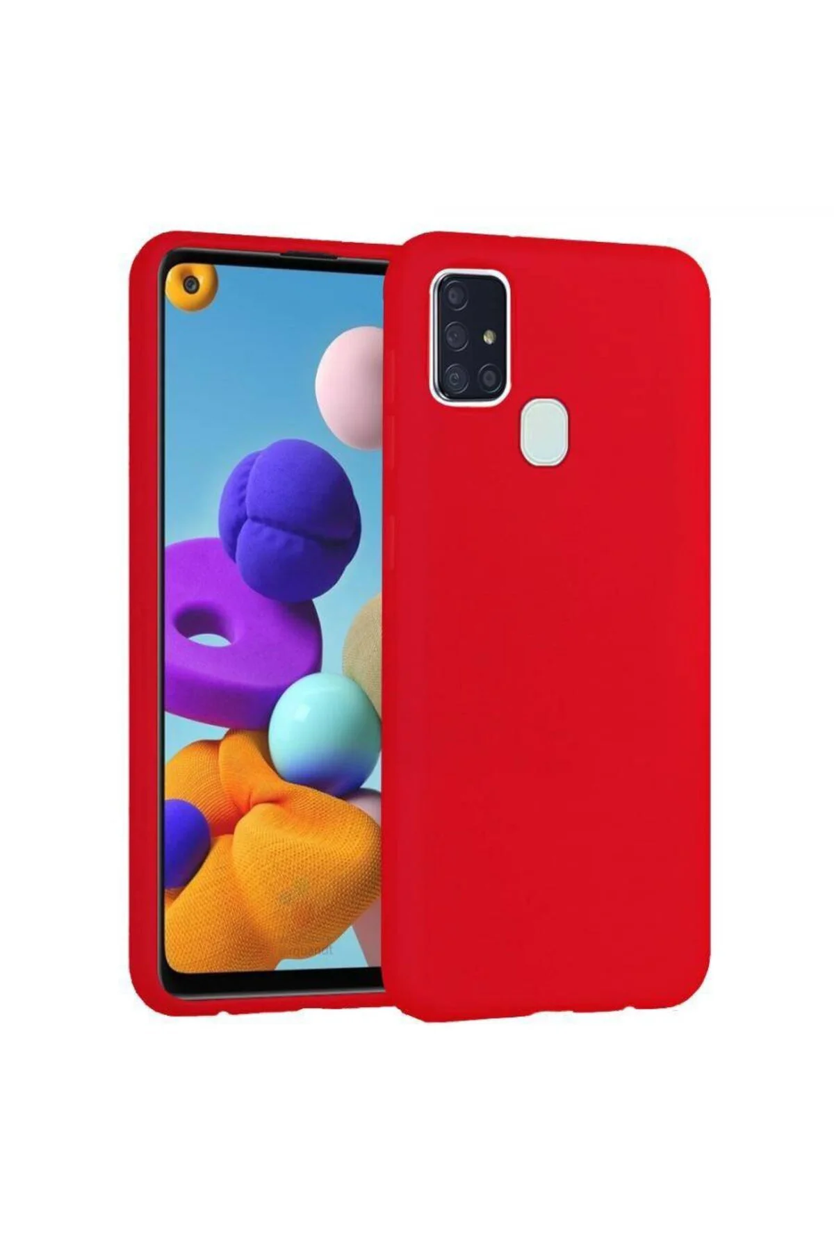 Samsung Galaxy A21S İçi Kadife Silikon Kılıf Kırmızı