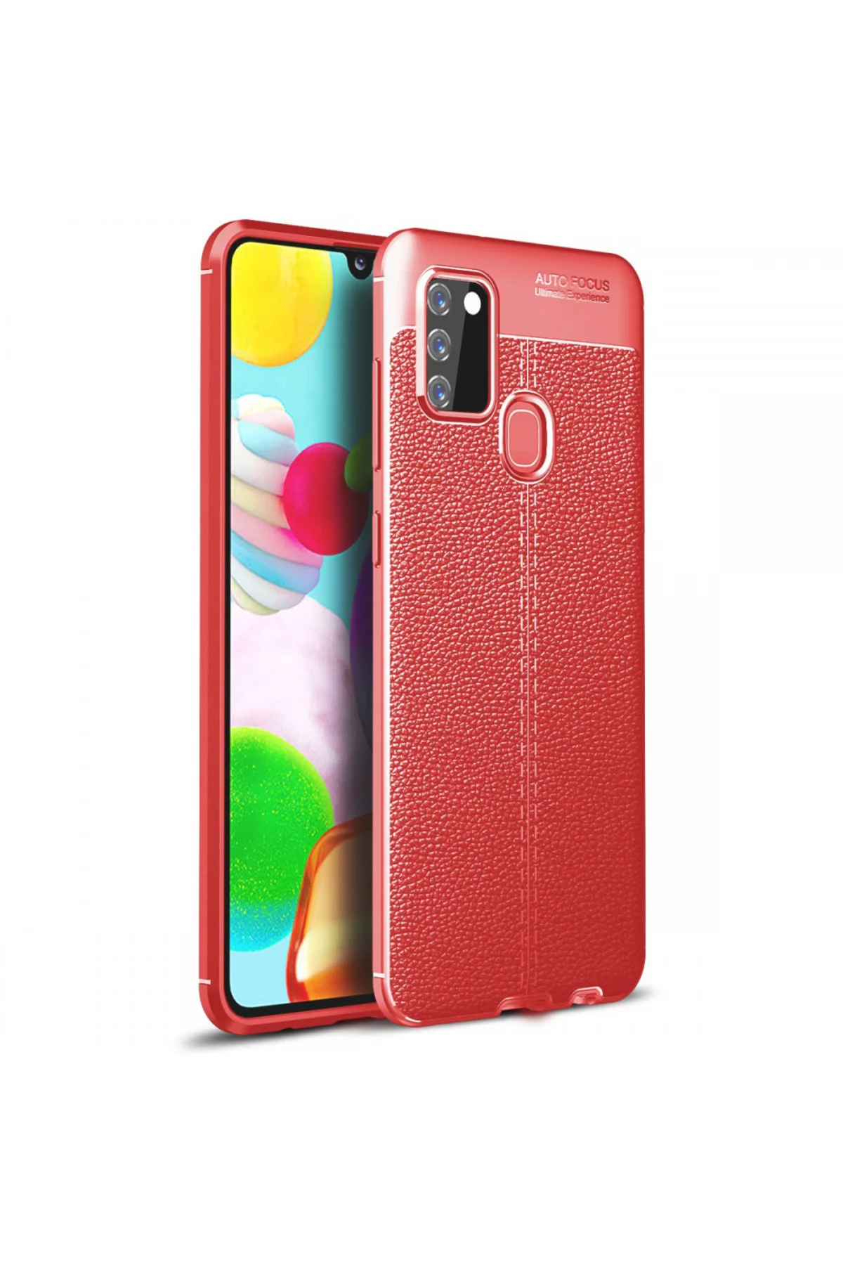 Samsung Galaxy A21S Deri Görünümlü Silikon Siyah