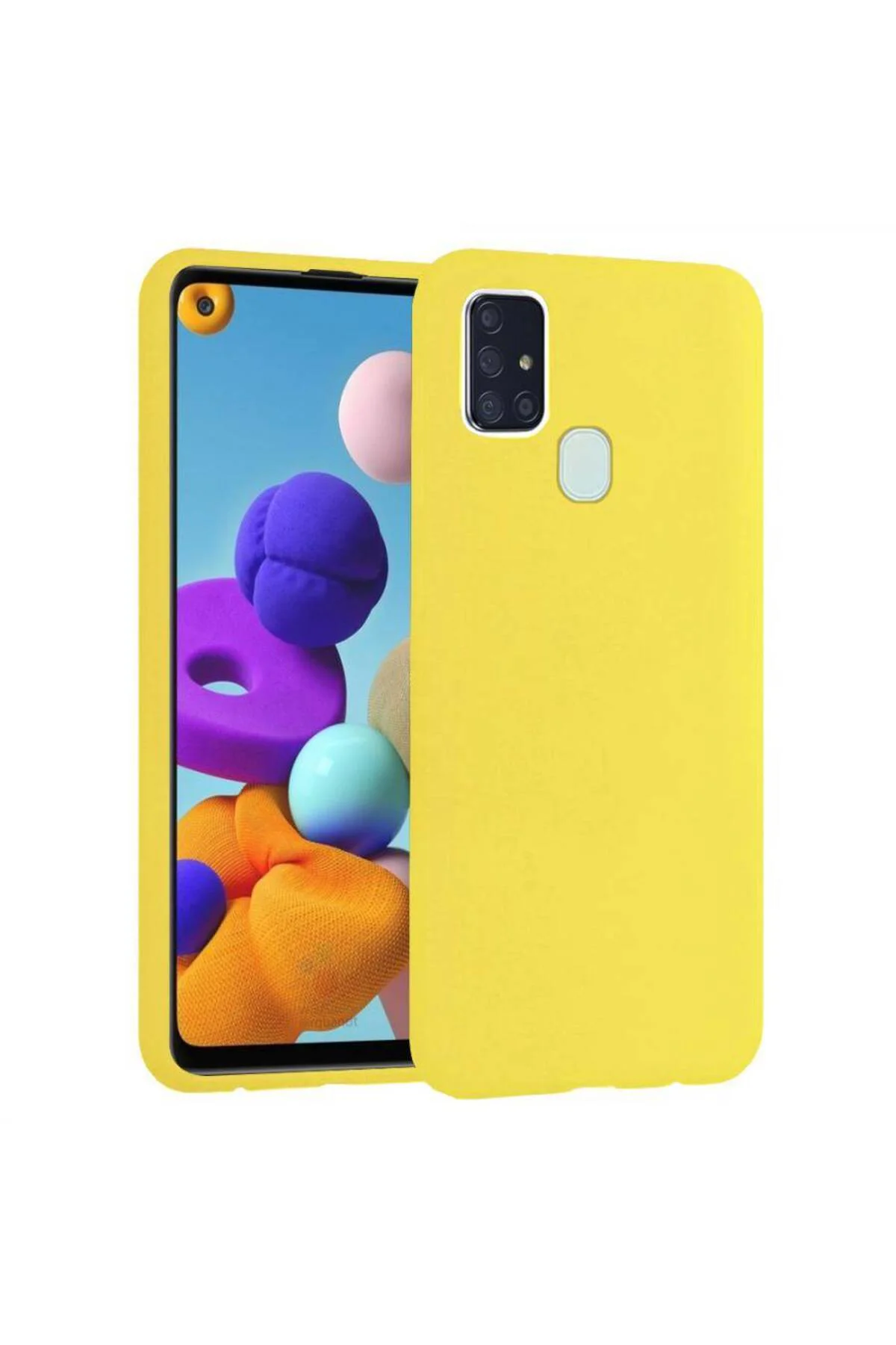 Samsung Galaxy A21S İçi Kadife Silikon Kılıf Sarı