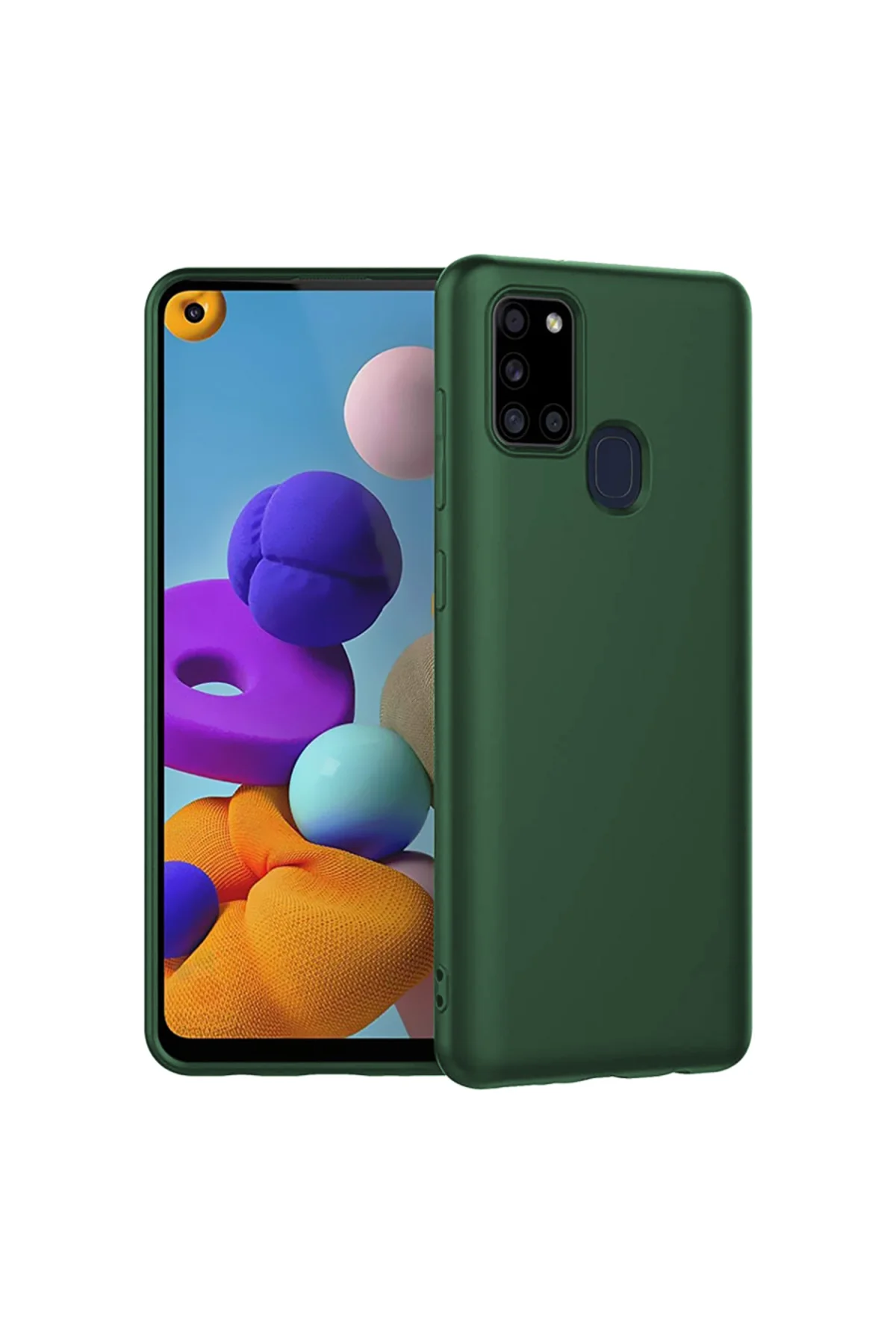 Samsung Galaxy A21s Ince Mat Silikon Kılıf Haki