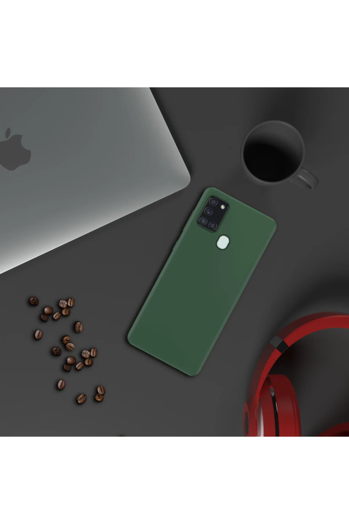 Samsung Galaxy A21s Ince Mat Silikon Kılıf Haki