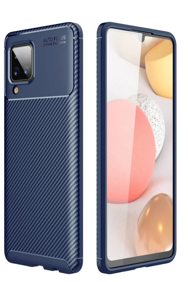 Samsung Galaxy A22 Kılıf Auto Focus Karbon Kapak - Lacivert Samsung Galaxy A22 Kılıf Auto Focus Karbon Kapak - Lacivert
