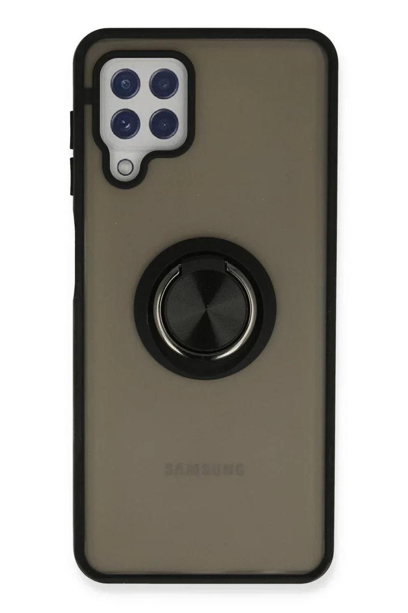 Samsung Galaxy A22 Kılıf Montreal Yüzüklü Silikon Kapak - Siyah Samsung Galaxy A22 Kılıf Montreal Yüzüklü Silikon Kapak - Siyah