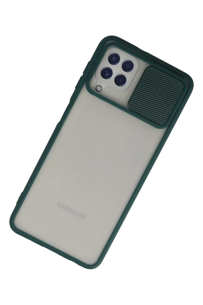 Samsung Galaxy A22 Kılıf Palm Buzlu Kamera Sürgülü Silikon - Yeşil Samsung Galaxy A22 Kılıf Palm Buzlu Kamera Sürgülü Silikon - Yeşil