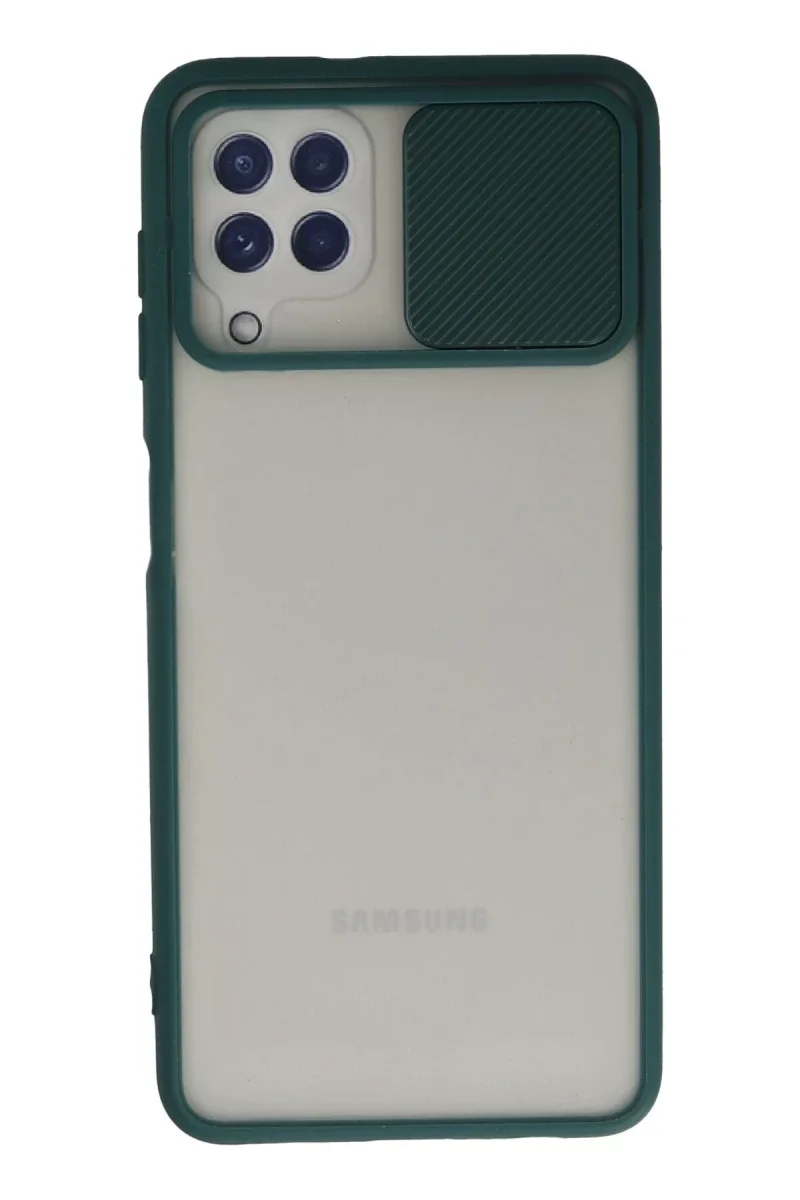 Samsung Galaxy A22 Kılıf Palm Buzlu Kamera Sürgülü Silikon - Yeşil Samsung Galaxy A22 Kılıf Palm Buzlu Kamera Sürgülü Silikon - Yeşil