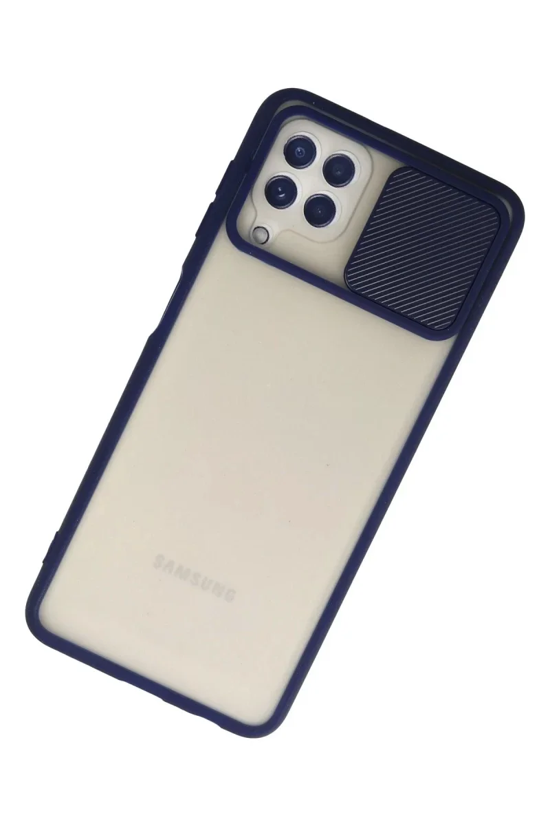 Samsung Galaxy A22 Kılıf Palm Buzlu Kamera Sürgülü Silikon - Lacivert