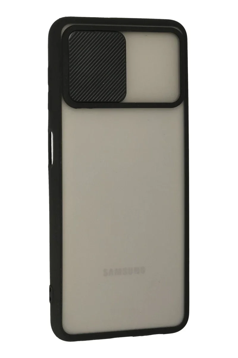 Samsung Galaxy A22 Kılıf Palm Buzlu Kamera Sürgülü Silikon - Siyah Samsung Galaxy A22 Kılıf Palm Buzlu Kamera Sürgülü Silikon - Siyah