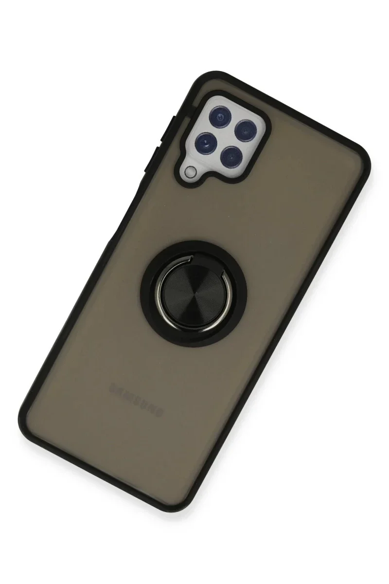 Samsung Galaxy A22 Kılıf Montreal Yüzüklü Silikon Kapak - Siyah Samsung Galaxy A22 Kılıf Montreal Yüzüklü Silikon Kapak - Siyah