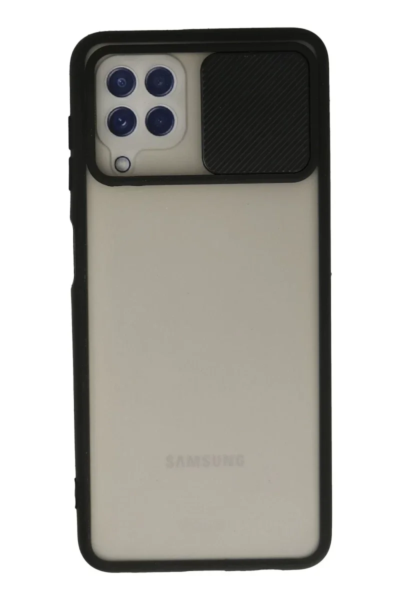Samsung Galaxy A22 Kılıf Palm Buzlu Kamera Sürgülü Silikon - Siyah Samsung Galaxy A22 Kılıf Palm Buzlu Kamera Sürgülü Silikon - Siyah