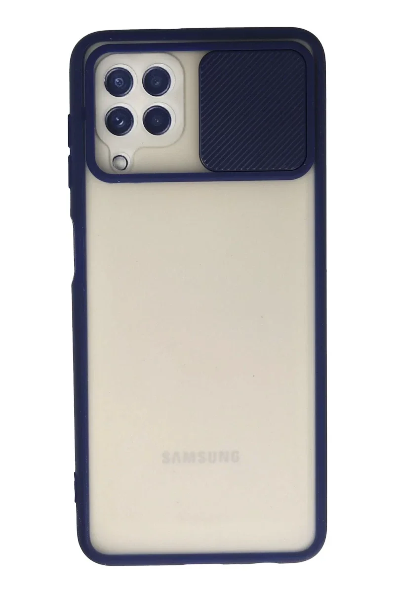 Samsung Galaxy A22 Kılıf Palm Buzlu Kamera Sürgülü Silikon - Lacivert