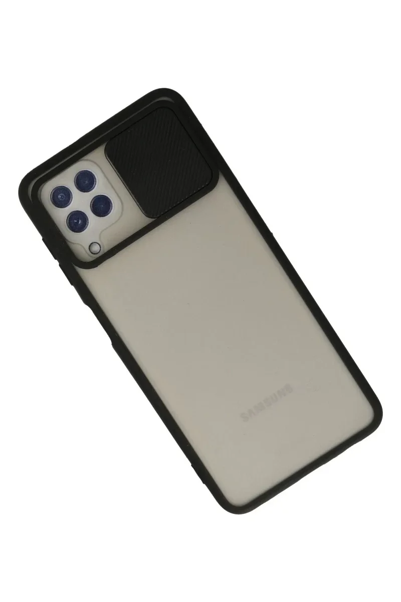 Samsung Galaxy A22 Kılıf Palm Buzlu Kamera Sürgülü Silikon - Siyah Samsung Galaxy A22 Kılıf Palm Buzlu Kamera Sürgülü Silikon - Siyah