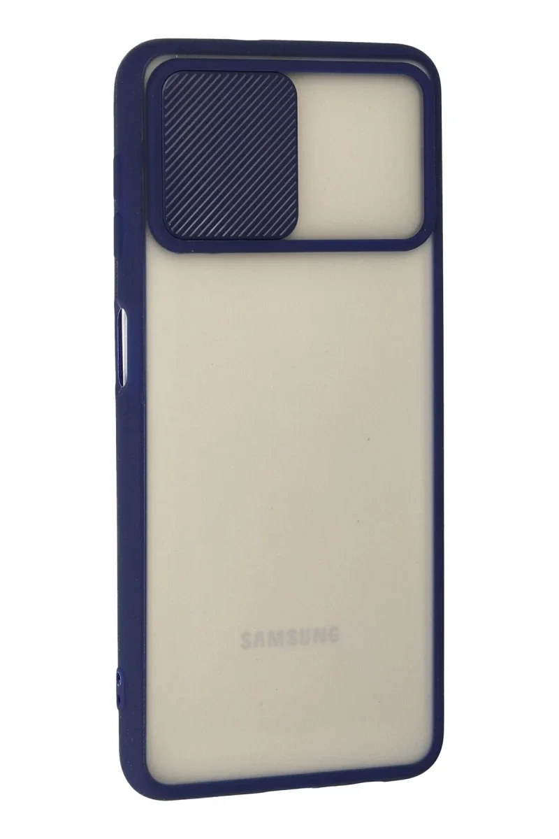 Samsung Galaxy A22 Kılıf Palm Buzlu Kamera Sürgülü Silikon - Lacivert