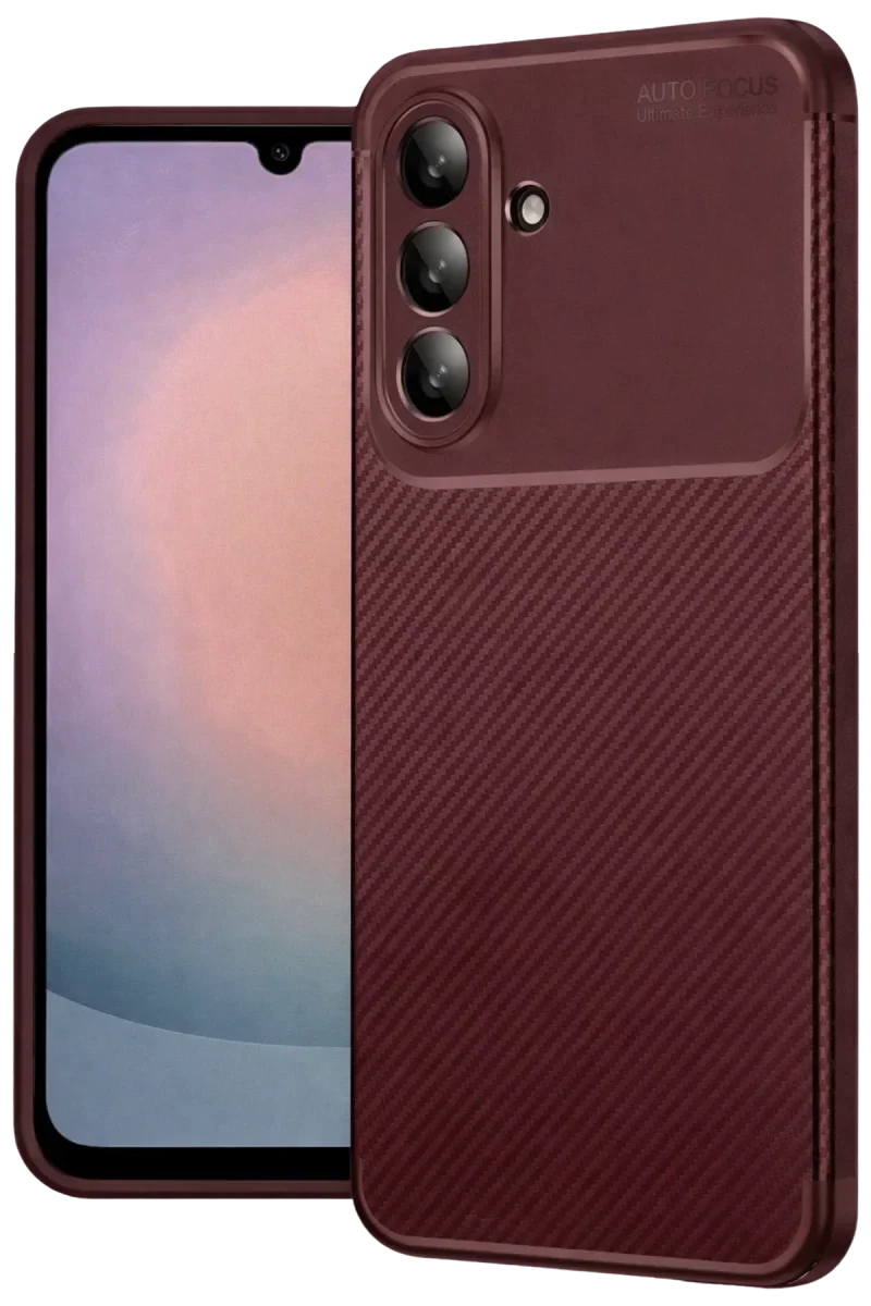 Samsung Galaxy A26 Kılıf Auto Focus Karbon Kapak - Bordo