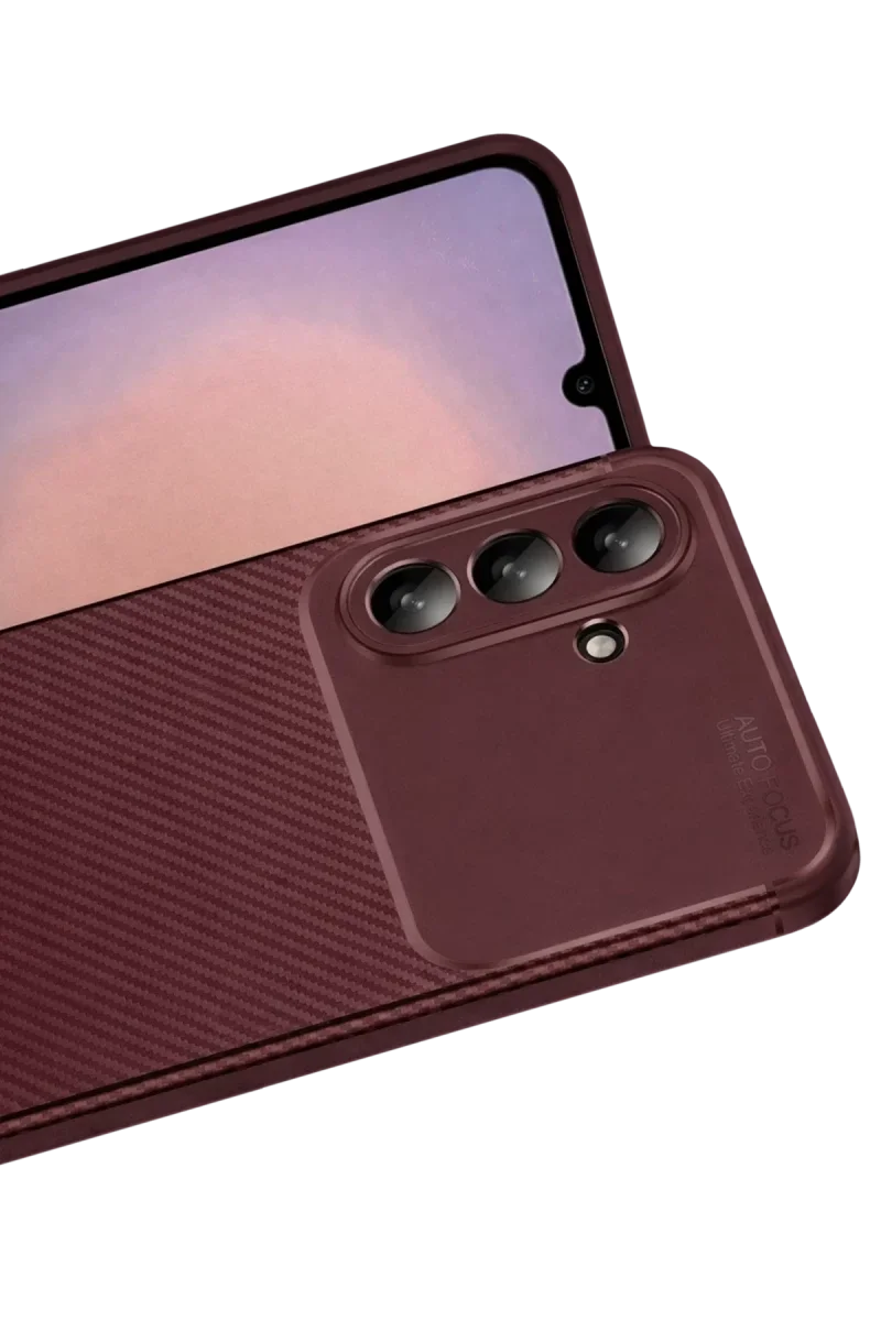 Samsung Galaxy A26 Kılıf Auto Focus Karbon Kapak - Bordo