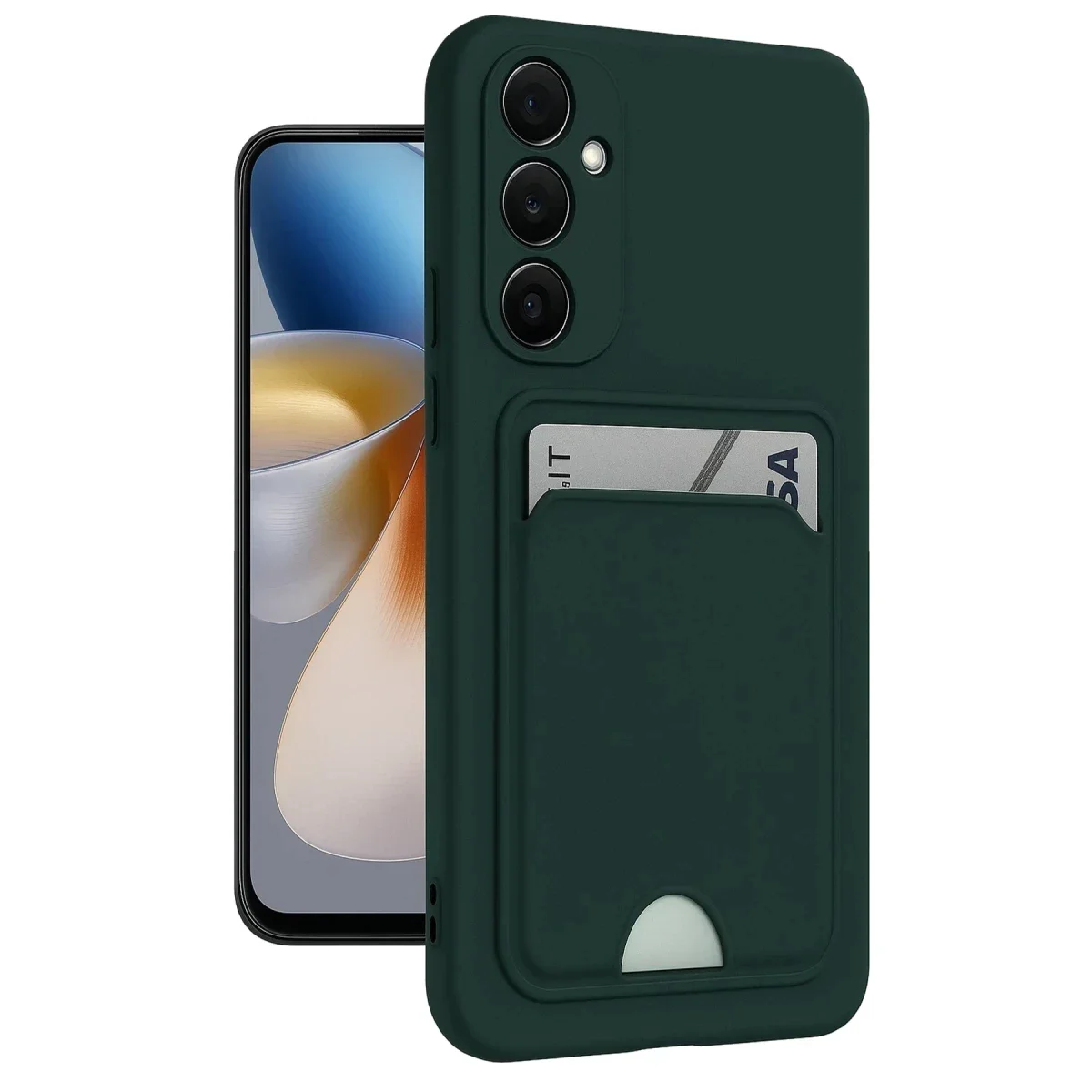 Samsung Galaxy A26 Kılıf Kelvin Kartvizitli Silikon - Koyu Yeşil Samsung Galaxy A26 Kılıf Kelvin Kartvizitli Silikon - Koyu Yeşil