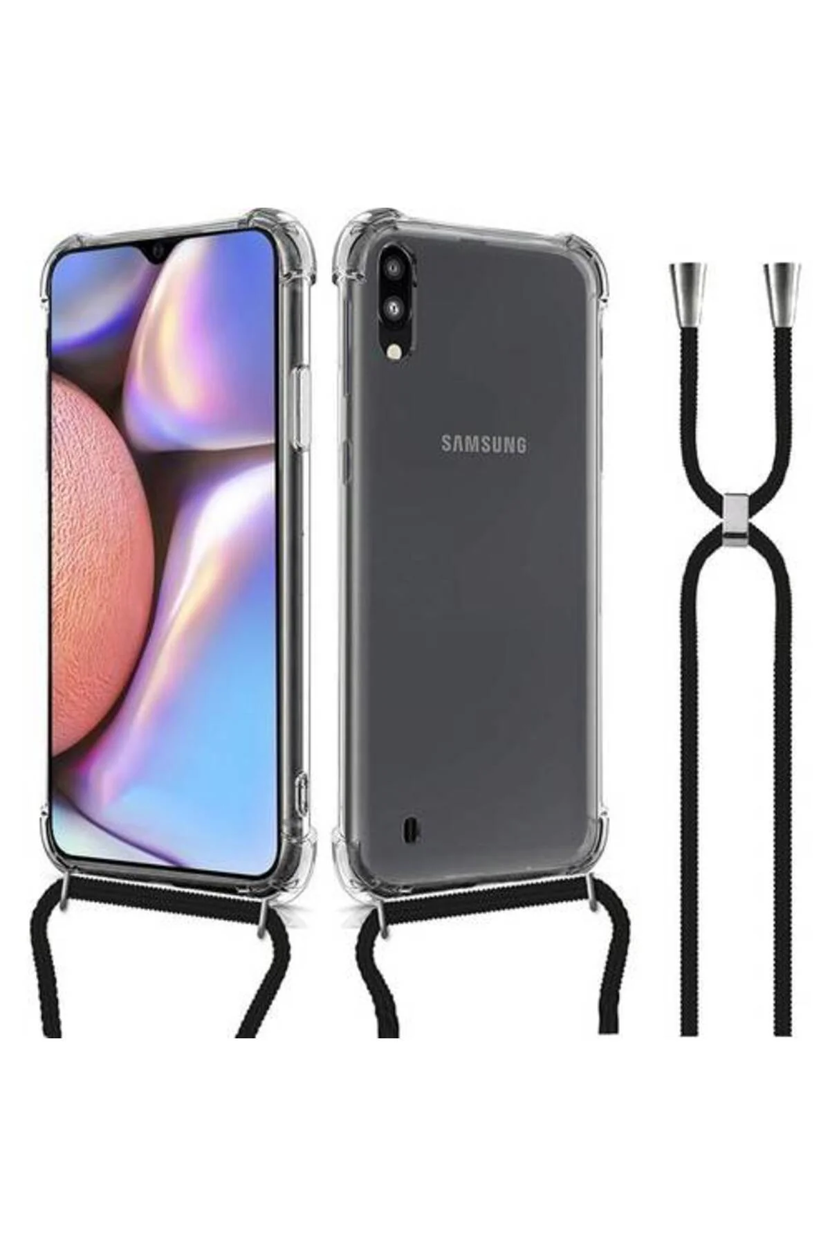 Samsung Galaxy A30 Askılı İpli Şeffaf Tank Kılıf