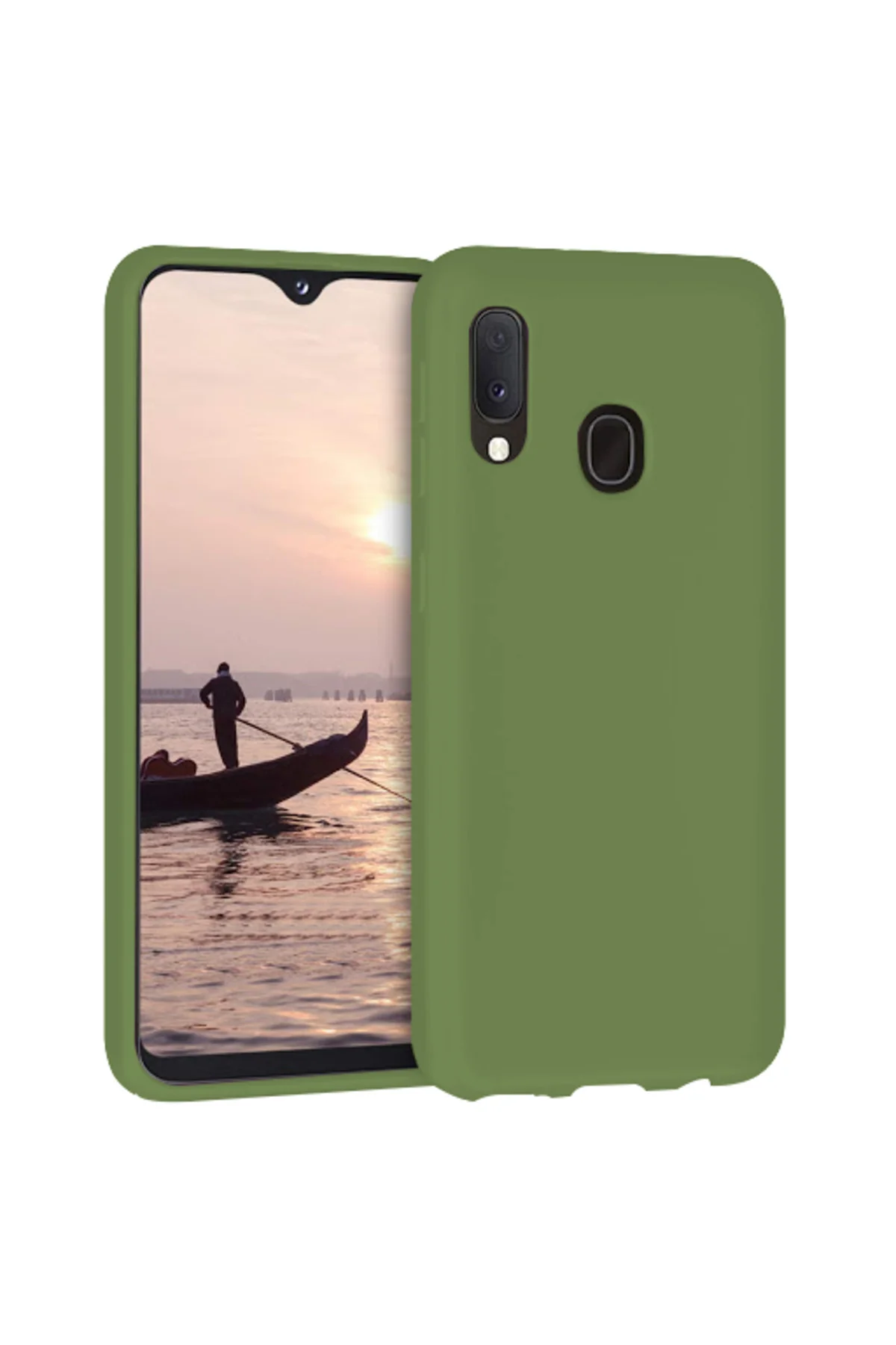 Samsung Galaxy A30 İnce Mat Silikon Kılıf Haki