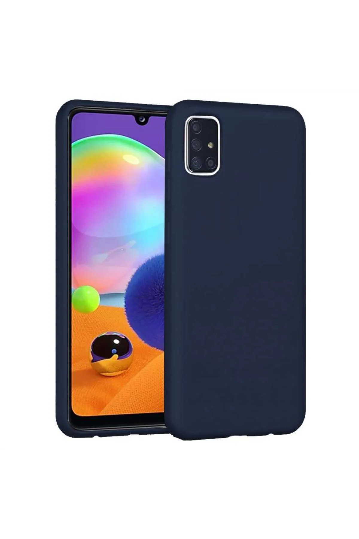 Samsung Galaxy A31 İçi Kadife Silikon Kılıf Lacivert