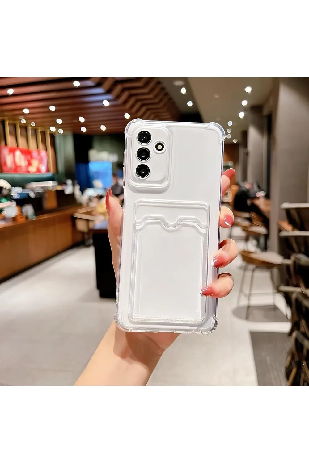 Samsung Galaxy A31 Transparent Kartlıklı Antişok Kılıf Şeffaf