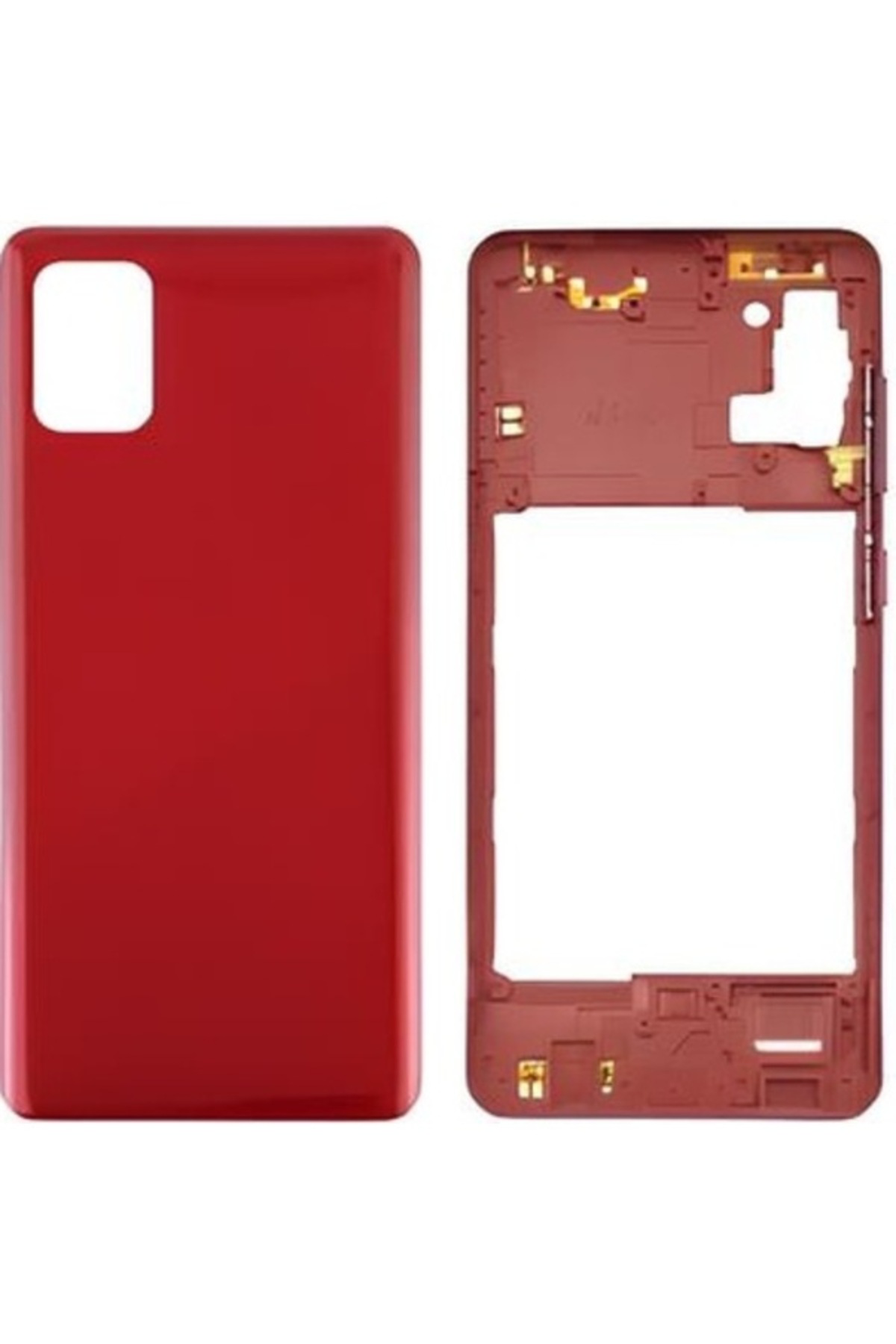 Samsung Galaxy A31 Uyumlu Kasa Kapak + Yan Tuşlar, Lens Hariç SMA315F Kırmızı