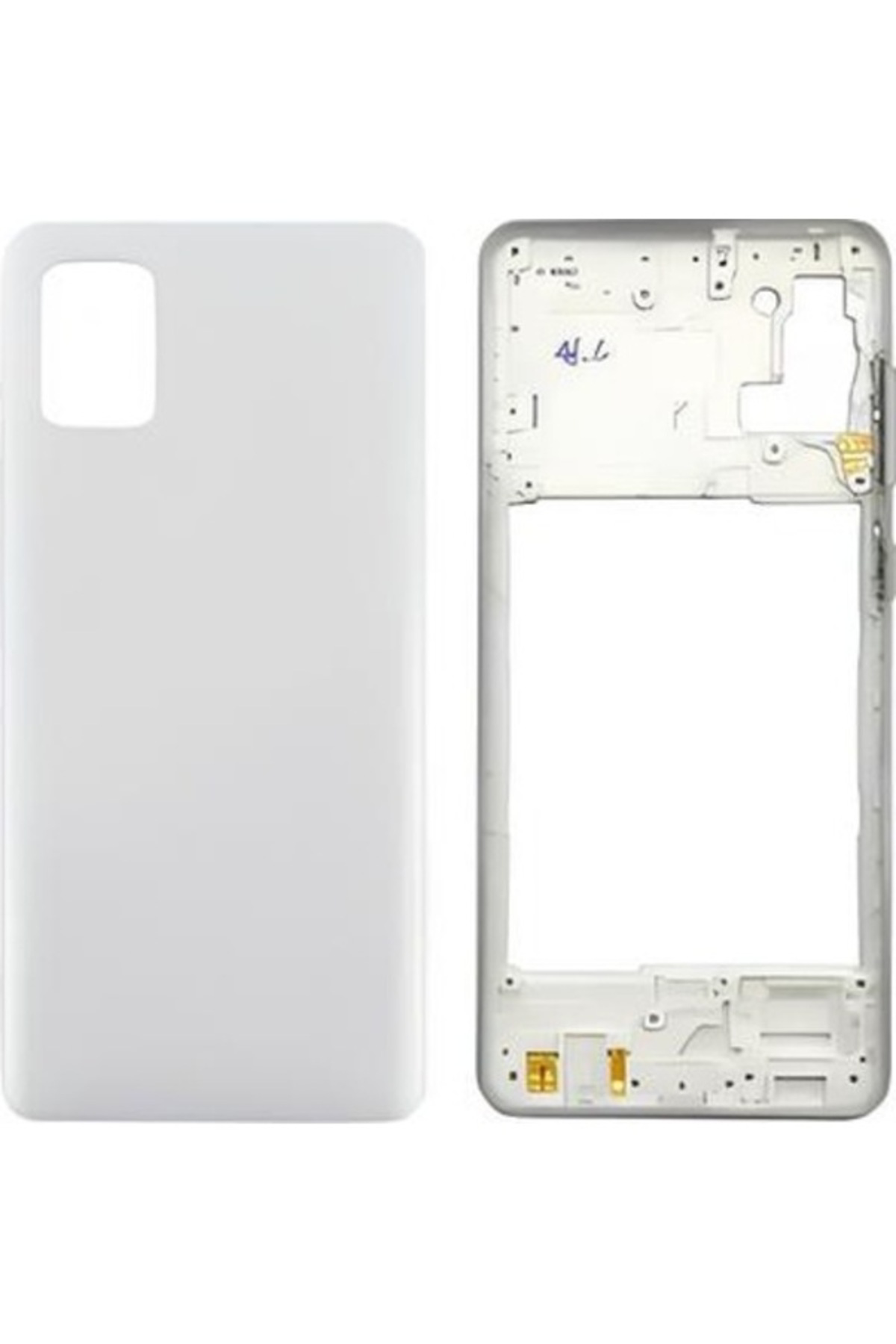 Samsung Galaxy A31 Uyumlu Kasa Kapak + Yan Tuşlar, Lens Hariç SMA315F Beyaz
