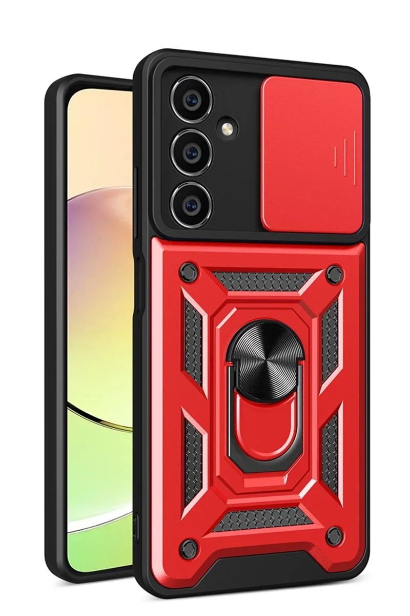 Samsung Galaxy A35 5G Kılıf Pars Lens Yüzüklü Silikon - Kırmızı Samsung Galaxy A35 5G Kılıf Pars Lens Yüzüklü Silikon - Kırmızı