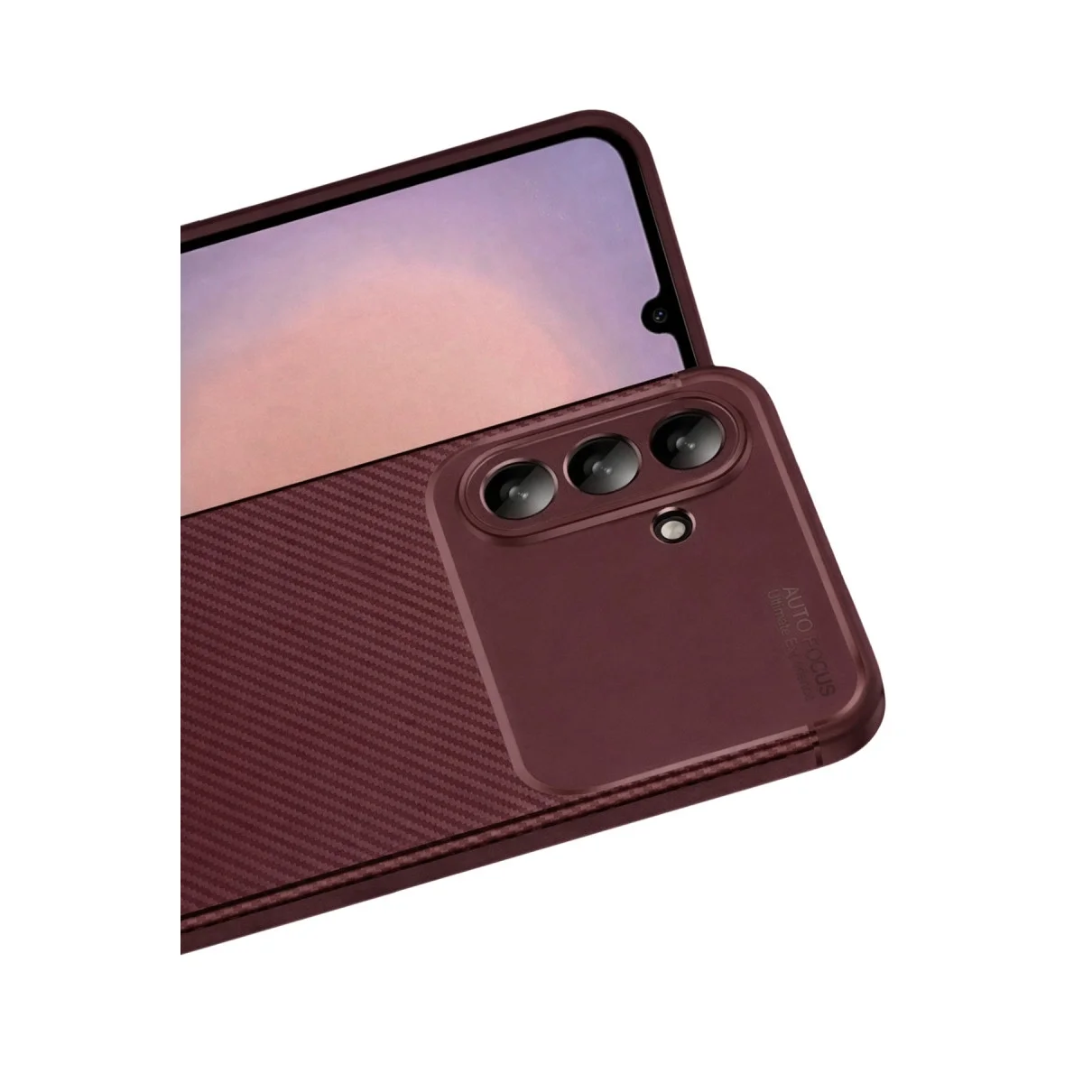 Samsung Galaxy A36 Kılıf Auto Focus Karbon Kapak - Bordo Samsung Galaxy A36 Kılıf Auto Focus Karbon Kapak - Bordo
