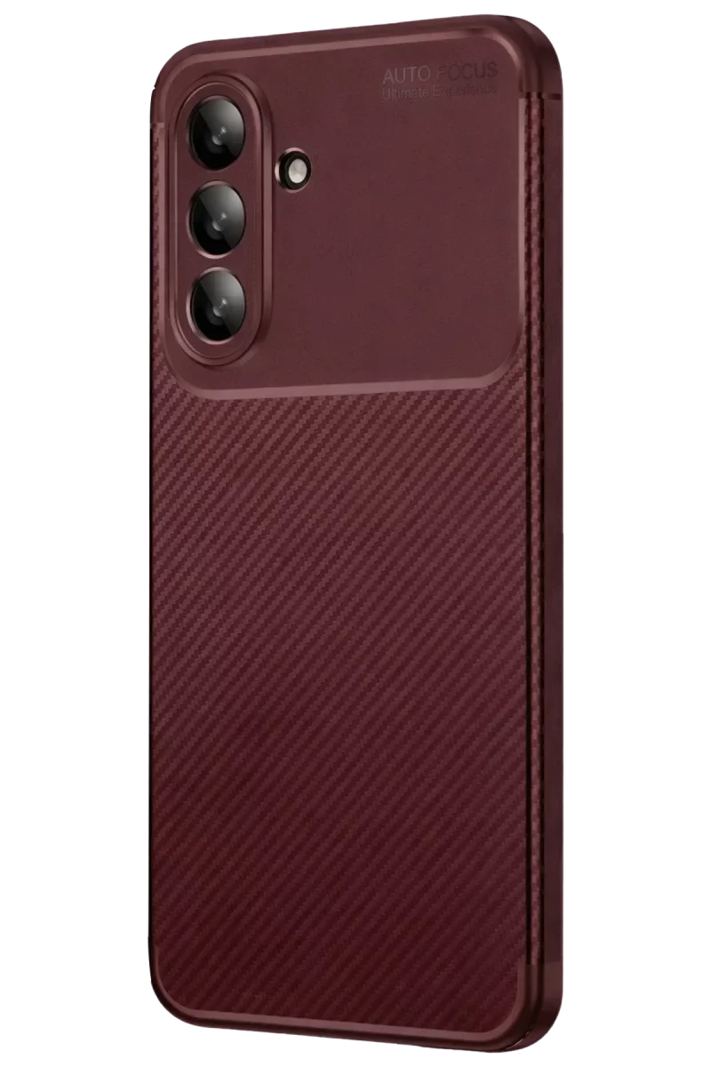 Samsung Galaxy A36 Kılıf Auto Focus Karbon Kapak - Bordo