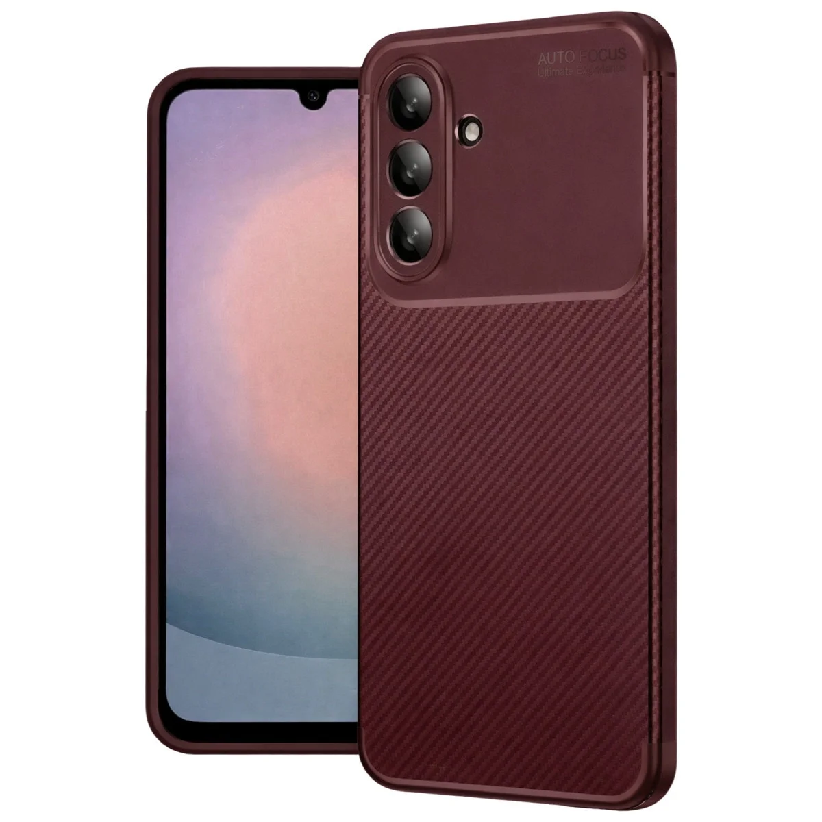Samsung Galaxy A36 Kılıf Auto Focus Karbon Kapak - Bordo Samsung Galaxy A36 Kılıf Auto Focus Karbon Kapak - Bordo