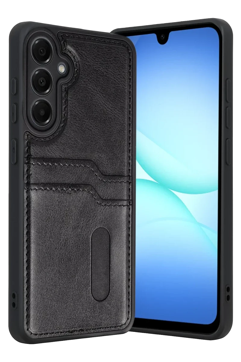 Samsung Galaxy A37 5G Sara Kartvizitli Deri Kılıf - Siyah Samsung Galaxy A37 5G Sara Kartvizitli Deri Kılıf - Siyah