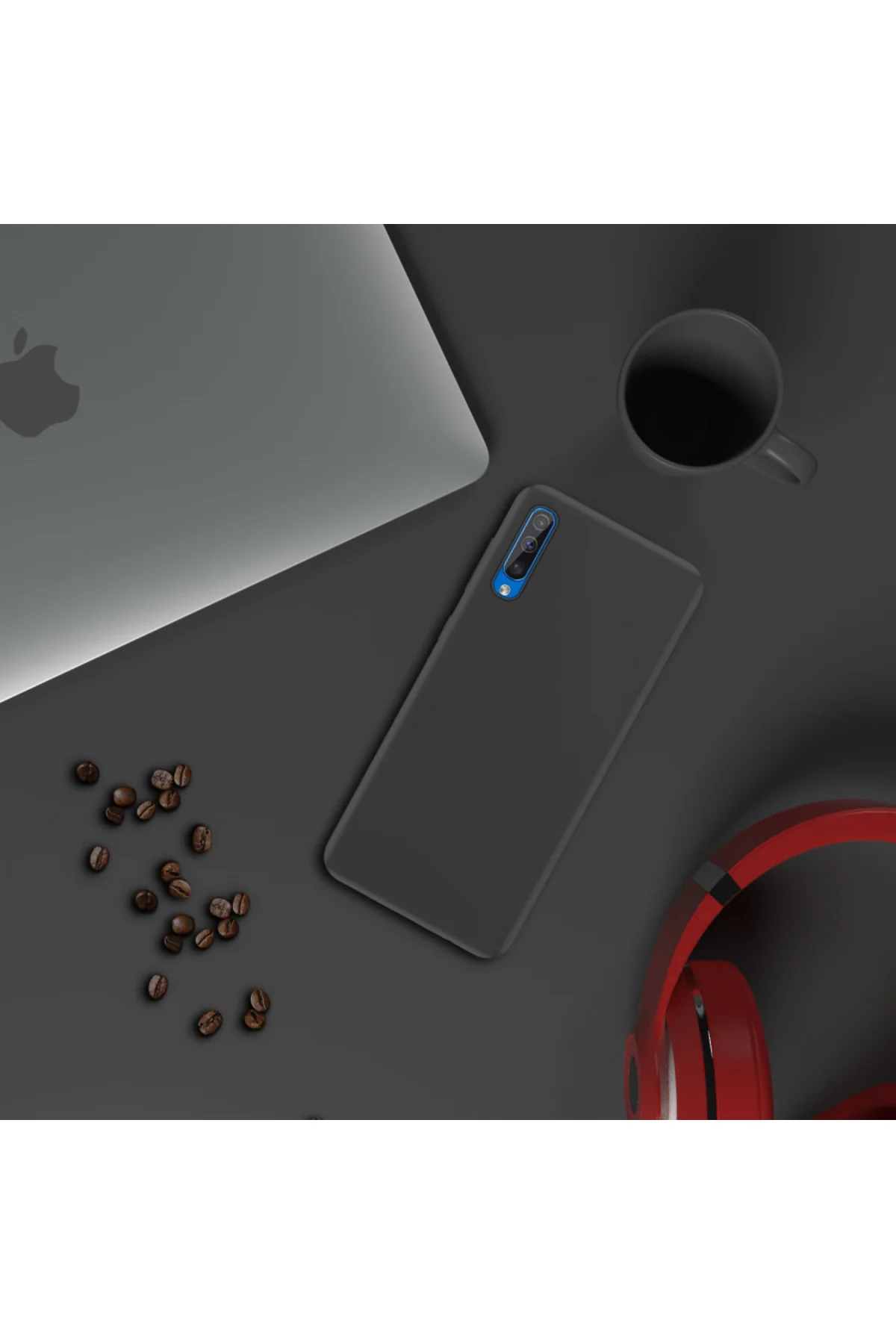 Samsung Galaxy A50 İnce Mat Silikon Kılıf Siyah
